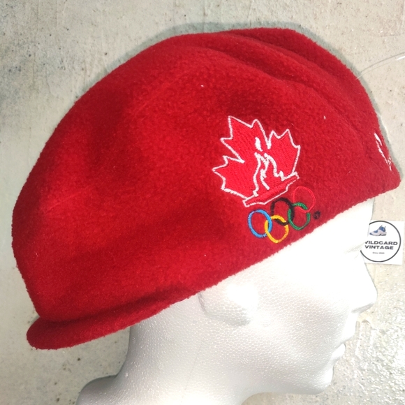 VINTAGE Roots Canada 1998 Official Olympics Fleece Hat Beret Winter - Picture 2 of 9